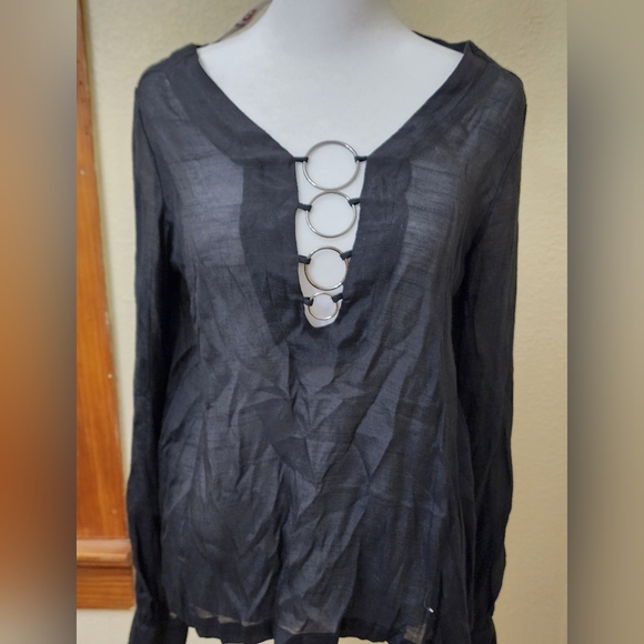 NWT! Buckle Brand Black Metal Ring Top ~ Size Small~ - Picture 5 of 16